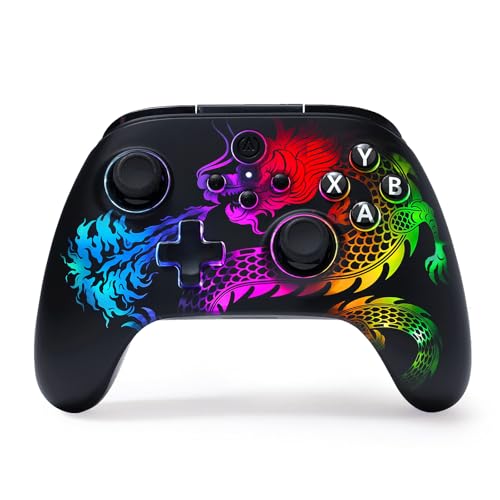 Image of PowerA Battle Dragon Ghost Dragon Advanced Wireless Controller with Lumectra for PC & Cloud Gaming: Magnetic Hall Effect Joysticks /Triggers, Adjustable Height Joysticks & Vibrations, 30h Playtime