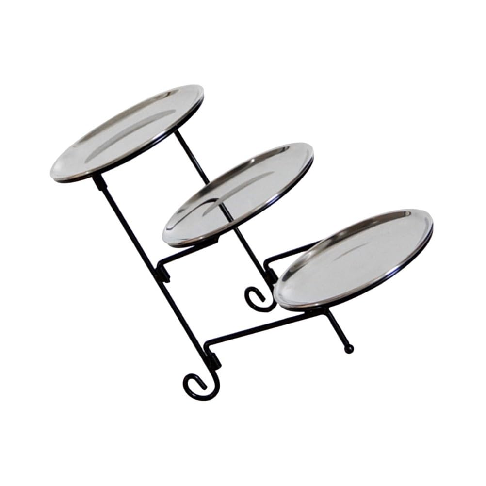 Soporte para tartas de tres niveles, exhibición de postres de acero inoxidable para cupcakes, y servir mesa baja, vajilla elegante para el hogar, fiestas y eventos