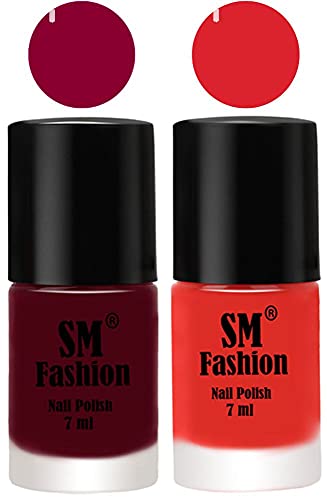Image of Long Lasting Nail Polish | Nail Paint Combo 7 ml Each) - Set of 2 Boysenberry-Candy Orange