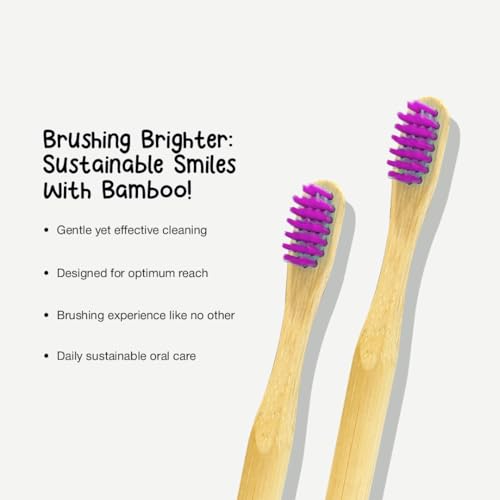 Image of Orby Kids Bamboo Toothbrush for Kids (Pack of 3) | Natural & Eco Friendly Oral Care | Soft Bristles Toothbrush for Toddler & Kid Dental Care | Organic Bamboo Handle - Lavender