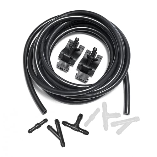 Front Windshield Washer Nozzles Kit Compatible with Corolla Camry RAV4 Highlander Tundra, GX460 RX350 IS250 Replaces 85381-12300 85381-12320 Wiper Spray Washer Jet with 3M Fluid Hose & 6 Connectors