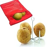 Kartoffel-Backstangen und Mikrowellen-Kartoffelkocher-Set, gebackene perfekte Kartoffeln, schnell mit wiederverwendbaren 4 Spikes und Kartoffel-Backbeutel