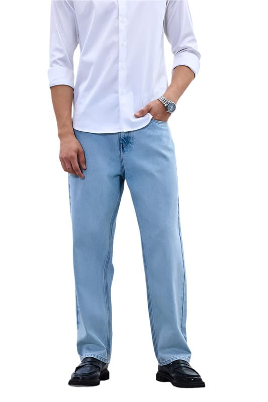 Men Jeans | Relaxed Fit Baggy Style with Light Fading & Smooth Texture | 100% Cotton Fabric for Casual & Street Wear | Durable & Comfortable Design-image-4