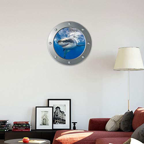 CLISPEED Tubarão Adesivo 3D Sob O Mar Oceano Mundo Tubarão Adesivos de Parede Decalques Janela Subma