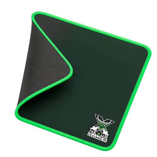 Nexus Gamer Tappetino Mouse da gaming 30x25 cm, spessore 3mm,professionale,superficie in tessuto ultra-liscio,base in gomma naturale Antiscivolo,bordi cuciti Anti-sfilacciamento (bordo verde)
