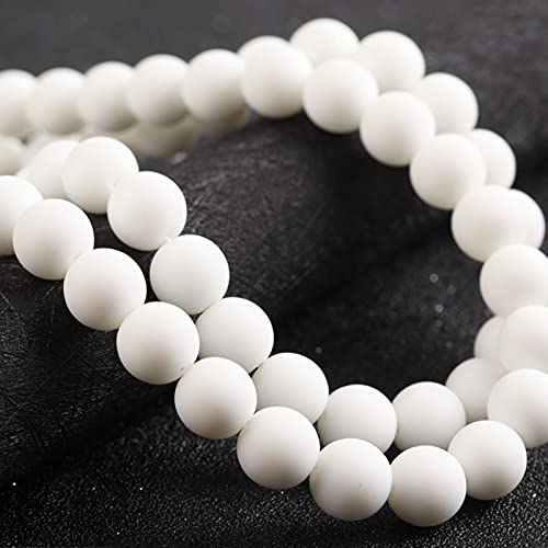 ZXCM Naturelle Pierre Blanche Verre Pierre Perles de Pierre Rondes Blanches Perles lâches pour Bijoux Bricolage Bracelet Accessoires 15"4/6 / 8/10 / 12mm Cover