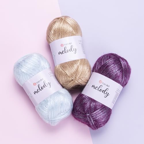 Image of YarnArt Melody Variegated Chainette - Metallic Sheen Fiber for Knitting, Crochet & Embroidery, 100g (3.5 oz) Skein, 230m (251 yd), Premium Blend of 70% Polyamide 21% Acrylic 9% Wool (894)