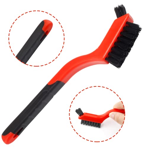 Image of 6 Pcs Wire Brush Set Metal Bristle Brush Small Stainless Steel Brush Set Nylon Bristle Brush for Cleaning Dross, Stains, Rust Spots(Red and Black)
