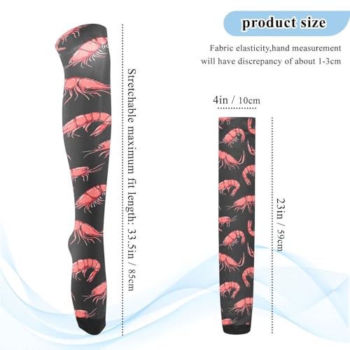 Red Shrimp Womens Knee High Socks Black Women's Sheers Novelty Long Tube Socks Stocking3