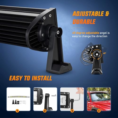 Nilight ZH408 52Inch 783W Curved Triple Row Flood Spot Combo Beam Led Bar 78000LM Driving Lights with 12AWG Heavy Duty 12V 5Pin Rocker Switch Wiring Harness Kit-1 Lead,waterproof by Nilight - Image 3