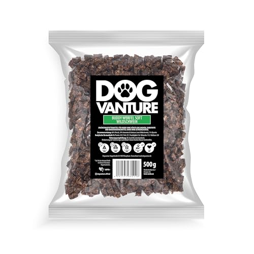Dogvanture Buddy Snack 99% Wildschwein Würfel Soft 500 g | Monoprotein Hundeleckerli | Getreidefrei, Zuckerfrei, ohne künstliche Zusätze | Barf-inspiriert | Nicht bröselnd & Nicht fettend