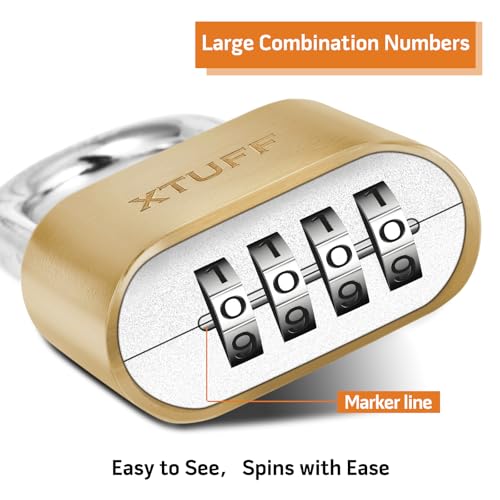 Image of Combination Lock-4 Digit Bottom Resettable Outdoor Brass Padlock Waterproof, Solid Wide Body, for School Gym Employee Sports Locker, Fence, Gate, Case, Hasp Storage, Suitcases, Keyless. (1)