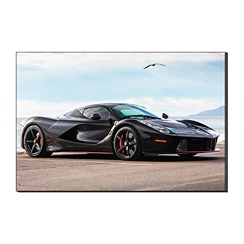 Five-Seller - Lienzo decorativo para pared, diseño de coche deportivo negro de Ferrari, arte moderno para decoración del hogar, sala de estar, dormitorio, galería (sin marco, 60 x 90 cm)