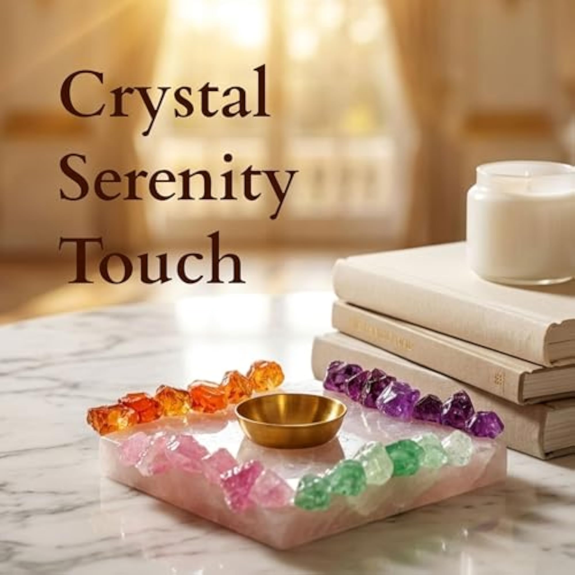 Crystal Tealight Holder, Chakra Healing Stone Decor