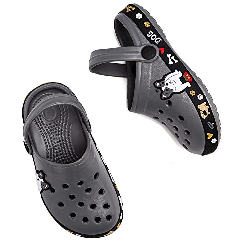 Xpkws Kids Clogs Boys Girls Garden Shoes Unisex-Child Cartoon Slide Sandals With Pivoting Heel Straps (Grey, 13 Little Kid / 31) #TOP5