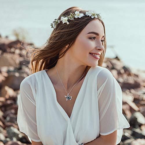 Praymos 925 Sterling Silver Turtle Necklace Sea Turtle Gifts Abalone Shell Pendant Jewelry Birthday Gifts Women Christmas Gifts Stocking Stuffers For Her #TOP4