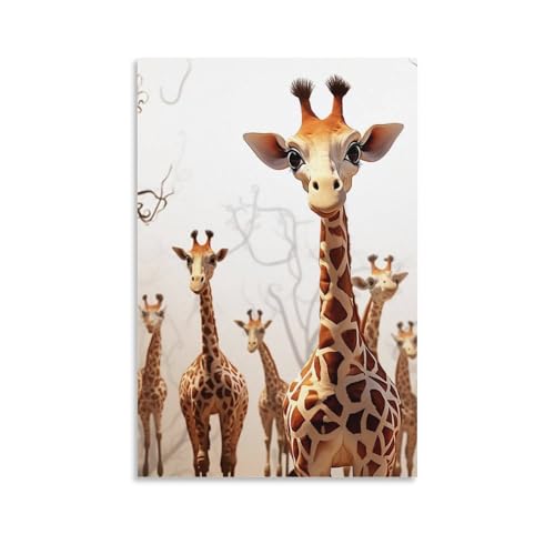 Toile murale girafe pour creer un cocon mignon en chambre enfant