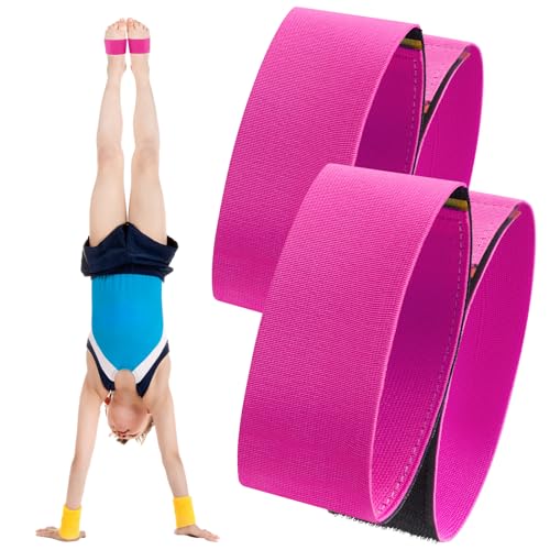 Shappy 2 Pairs Gymnastics Sticky Toes Gymnastics Tumbling Trainer Aid Cheerleading Dance Equipment Athlete Adjustable Bands Sticky Feet Together to Help Gymnastics Training Back Flip Tuck (Pink)