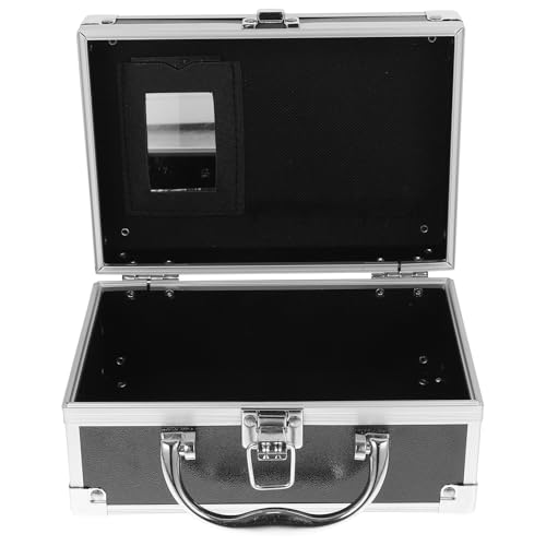 Alipis Aluminiumlegierung Kosmetikkoffer Klein Schwarz Tragbarer Makeup Organizer mit Griff Leichtes Reise etui Stoßfestes Aufbewahrungsbox für Schminke und Instrumente