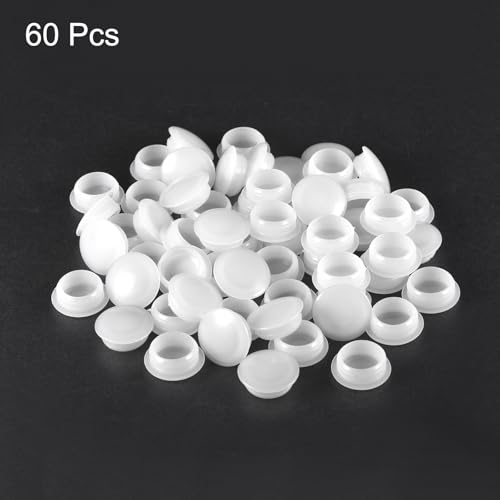 Image of uxcell Screw Hole Plugs, 12.8mm(1 /2 inch) Dia PP Snap in Shelf Button Flush Type Caps for Furniture Cabinet Cupboard, White 60 Pcs