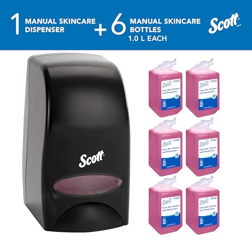 Bundle of Scott® Foam Hand Soap with Moisturizers, 1.0 L Pink, Floral Scent Refills + Scott Essential Manual Skin Care Dispenser, Black) Starter Kit - image 2