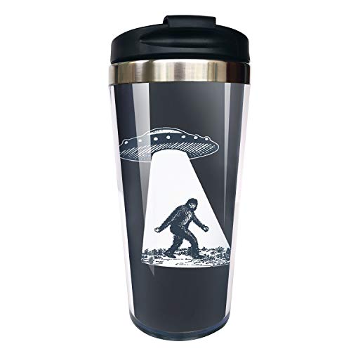 IRIDESCENT UFO Bigfoot Travel Coffee Mug for Men Women, Stainless Steel Tea Cup for Friends Birthday Christmas Gift 12 Oz