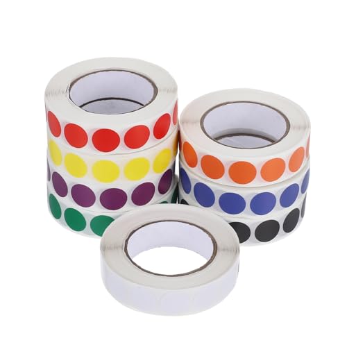 TEHAUX 8rolls Round Color Coding Dot Stickers Adhesive Labels for Inventory Organization Writable Vibrant Colors Easy to Apply Removable