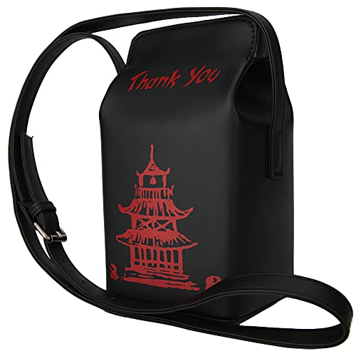 Image of Tower Print Crossbody Shoulder Bag,Pu Chinese Takeout Box Totes Purse for Women | Tower Print