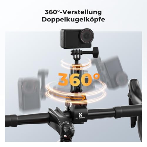 K&F CONCEPT Motorrad-Fahrradhalterung für DJI Osmo Action/Gopro Hero/Insta 360/Handy, 360° verstellbar Magic Arm mit Action Camera Adapter und 1/4 ′′ Adapter