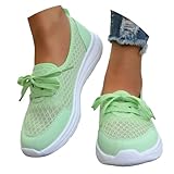 Women's Mesh Lace Up Casual Sneakers Slip On Round Toe...