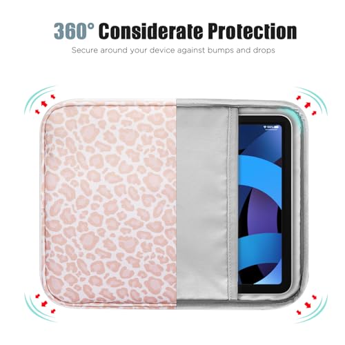 Image of TiMOVO 9-11 inch Tablet Sleeve Bag with Pocket, Pink Leopard | Fits iPad 11 inch A16 2025, iPad 10.9 inch /10.2 inch, Air 11 inch 5th /4th Gen, Galaxy Tab A9+ /A11 Plus 11 inch