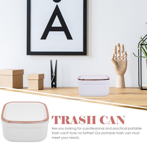 Bote de basura de escritorio con tapa compacta blanco miniatura 7