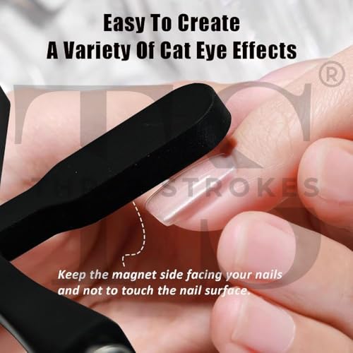 Image of THR3E STROKES 6 in 1 Cat Eye Magnet Tool, Upgraded Cat Eye Gel Nail Polish Magnet with Silicone Protective Case, Multi-Function Magnet Stick 3D Strong Magnetic Cat Eye Nail Art for Salon Studio Home, Black (6 IN 1 MAGNET BLACK)
