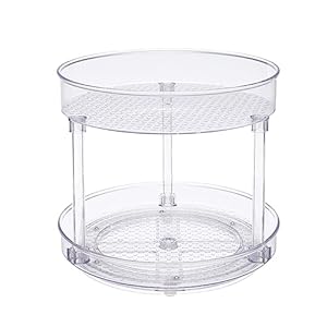 Amazon Basics Clear 2-Tier Lazy Susan Turntable Organiser, 22.9 cm