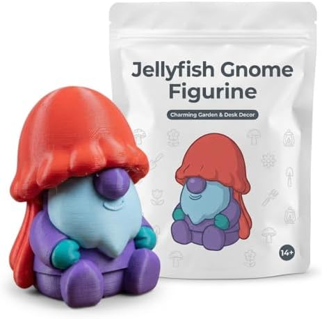 Jellyfish Gnome Collectible Figurine - Colorful Ocean-Themed Desk Decor for Unique Shelf Display and Gift - 3D Printed in Canada image 2