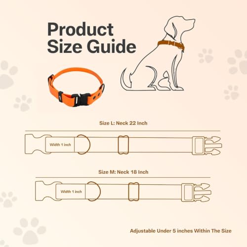 Image of Adil's Biothane Waterproof Dog Collar, Dog Leash & Collar Leash Combo | Heavy Duty TPU Coated Webbing | Adjustable Quick Release Buckle | Odour Resistant (Orange, M-18, Collar only)