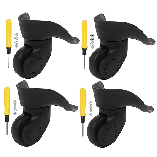 4Pcs Universal Swivel Wheel Left (Big) Suitcase Wheel (4L) 115W Series W041 Wheel Replacement Black