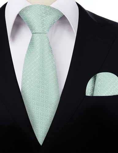 Image of Alizeal Mens Vintage Solid Plaid Tie with Pocket Square 3.15inches Necktie Set