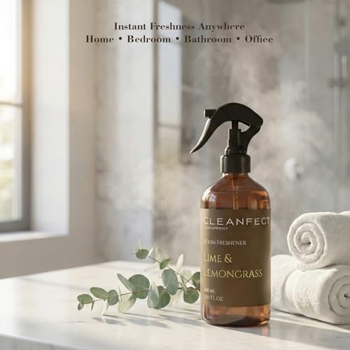 Image of Lime & Lemongrass Room Spray 300ml - Luxury Air Freshener with Natural Oils, Long Lasting Home Fragrance, Odor Neutralizer for Bathroom, Bedroom, Living Room & Office