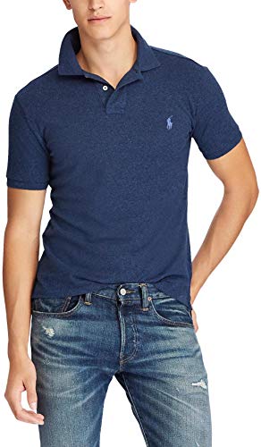 Image of POLO RALPH LAUREN Men Custom Fit Mesh Pony Logo Shirt (XXL, NavyHtr)