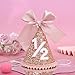 PATRDIO Rose Gold 1/2 Birthday Hat - Bow 6 Month Birthday Party Decorations, Glitter Number Cone Hat, Princess Bow Hat, Rose Gold Half Birthday Crown and Cake Smash Props
