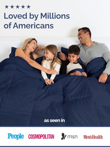 Image of Cal King Size, Navy Blue Alternative Down Comforter - Warm, Lightweight and Breathable Hotel Quality Bedding Set for Men, Women, Kids and Teens - All Season Cooling Microfiber Duvet Insert Comforter