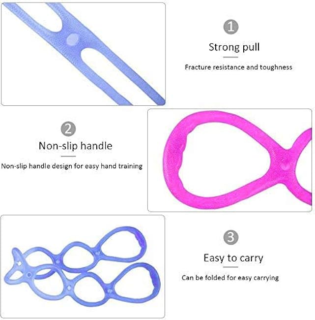 7 Rings Stretch Exercise Band, Portable Silicone Elastic Resistance Band Pilates Flexbands Yoga Stretching Strap Physical Therapy Rehab Belt, Home Gym Workout Equipment for Full Body Exercise