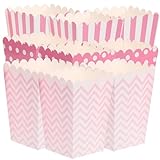 iplusmile 36 Cajas de Palomitas de Maíz de Papel Resistentes Mini Cubos para Snacks Diseño de Rayas y Puntos Color Rosa y Blanco Ideales para Fiestas Cine y Cumpleaños