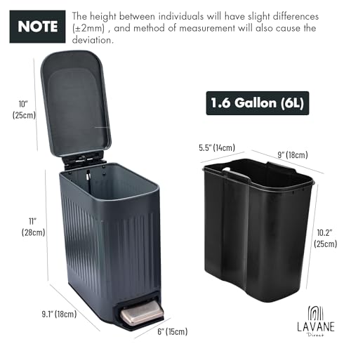 La Vane Bote de basura estrecho de 6 litros con tapa y pedal miniatura 6