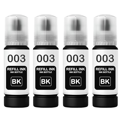 Image of 003 Ink Compatible for Epson L3250, L3260, L5290, L3210, L3256, L3150, L3215, L3216, L5190, L3200, L3251, L3252, L3110, L3151, L3152, L3156, L3211, L3212 Printer (003 Black Ink 4 Pcs)