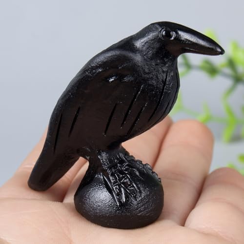 Figura de Cuervo en Obsidiana Negra de 2 Pulgadas miniatura 3