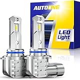 AUTOONE 9005 LED Bulbs 6000K White, Super Bright 16000LM 400% Brighter HB3 Light Bulb Replacement, Mini Size Wireless Plug and Play CANBUS Ready, Pack of 2