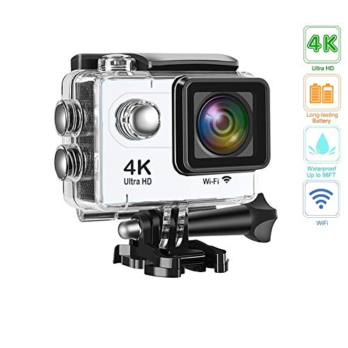 Action Camera 4K 16MP Underwater Waterproof Camera 170° Wide Angle WiFi Sports Cam with 1 Battery and Mounting Accessories Kit（Gold
