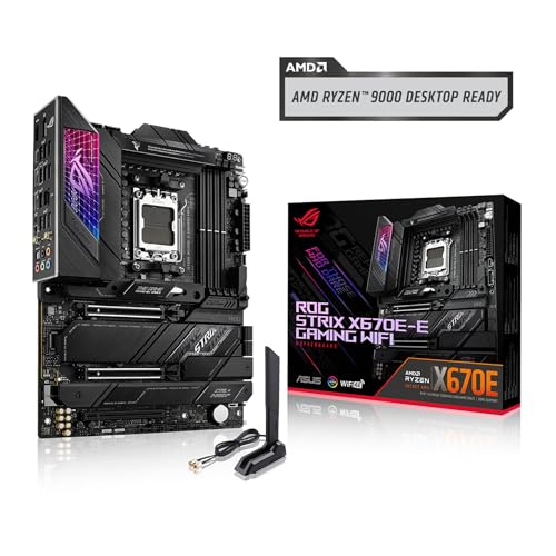 Image of ASUS ROG STRIX X670E-E GAMING WIFI AMD X670 AM5 Ryzen Desktop 9000 8000 & 7000 ATX motherboard, 18+2 power stages, DDR5, 4x M.2 slots with heatsink, PCIe 5.0, USB 3.2 Gen 2x2, WiFi 6E, AI Cooling II